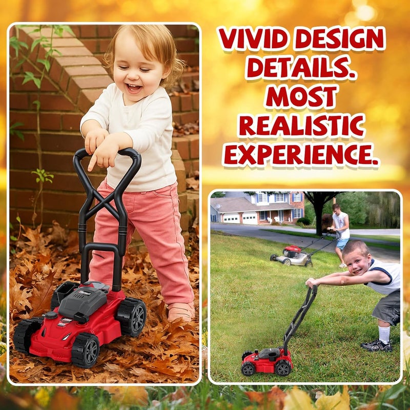 Arrowbash 2 Pcs Toy Gardening Tool Set for Kids Leaf Blower Push Lawn Mower Battery Powered Gardening Tool Set with Lights and Sounds Christmas Birthday Gift for Boys Girls - Image 5